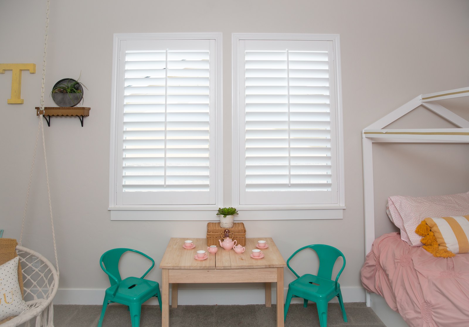 Custom plantation shutters in a bright Idaho home