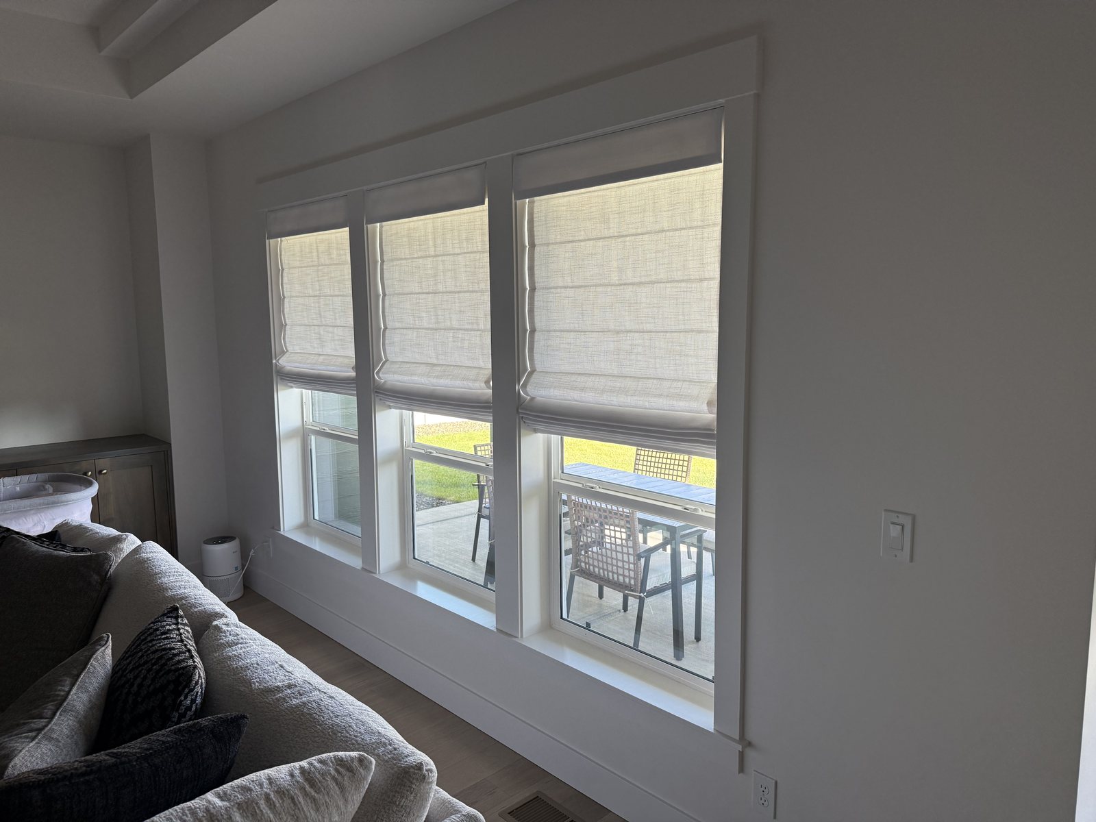 Roman shades in a living room